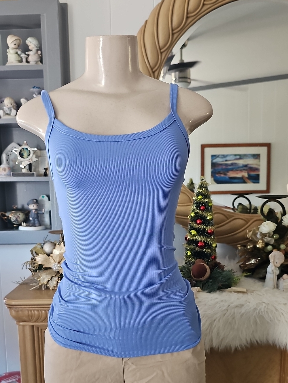 No Boundaries Ribbed Camisole Tank Top in Periwinkle Blue